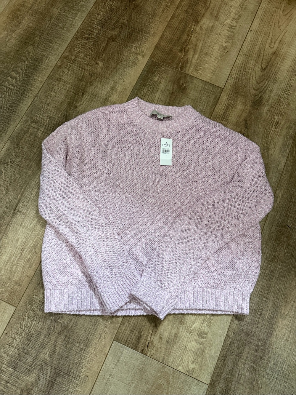 LOFT Light Pink Textured Crewneck Sweater